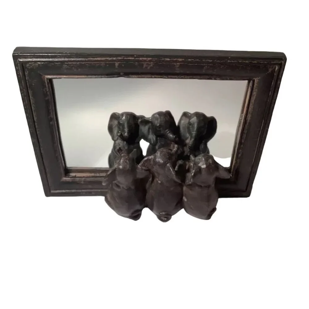 Pier 1 Reflecting Elephants Mirror with Attached Arm Stand